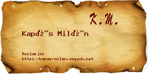 Kapás Milán névjegykártya