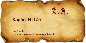 Kapás Milán névjegykártya